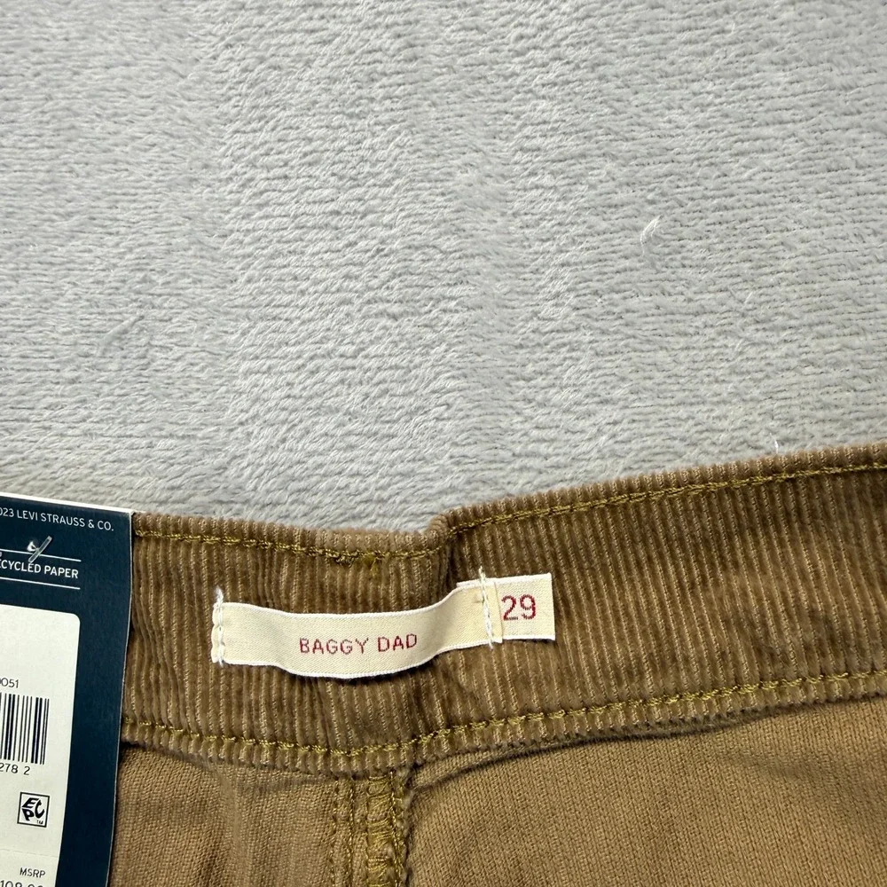 Levi's Pants Men's 29x30 Baggy Dad Corduroy Brown Wide Leg Relaxed Fit Trousers - Picture 3 of 11